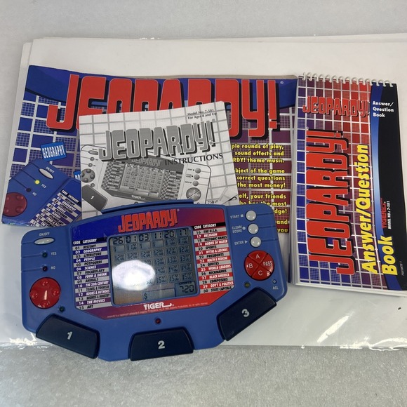 Tiger Electronics Jeopardy Hand Held Game 1995 with Answer Book Tested Read - Picture 1 of 6